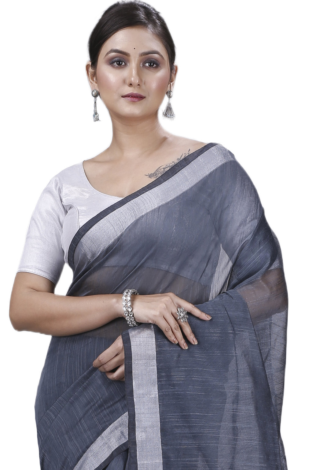 Black Blended Cotton Toshini Hand Loom Saree (1186)